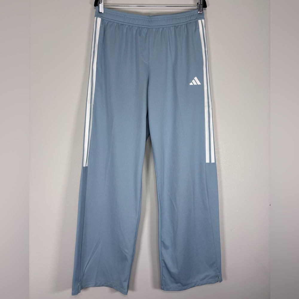 adidas Light Blue Track Pants with White Stripes
